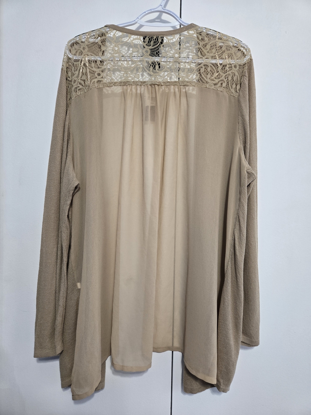 Lane Bryant Lace Back Open Front Cardigan Beige Taupe Plus‎ Size 18/20 NWT - Picture 5 of 5